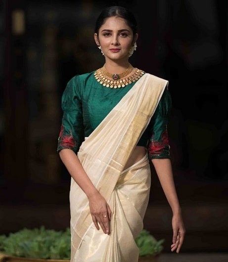 Kerala Saree su žalia palaidine