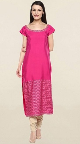 Pembe Baskılı Krep Kurta