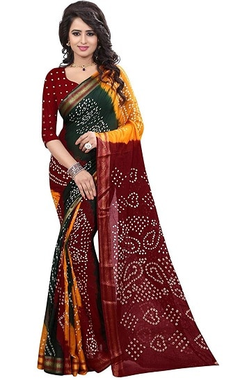 Daugiaspalvis Bandhani Sarees