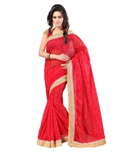 „Red Net Brasso Radhika Saree“