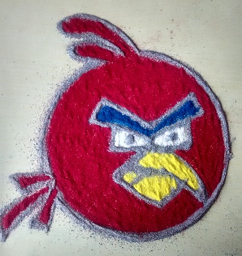 „Angry Bird Easy Cartoon Rangoli“ vaikams