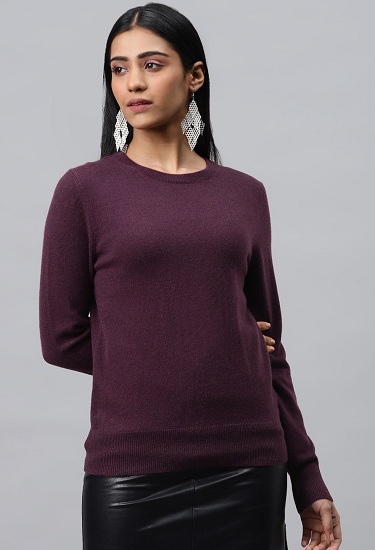 Violetinis kašmyro vilnos megztinis