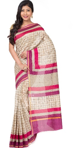 Smėlio spalvos Nalli Saree