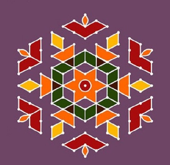 Noktalı Diwali Rangoli Tasarımı