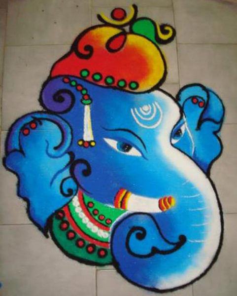 Lord Ganesha Rangoli Temalı Tasarım