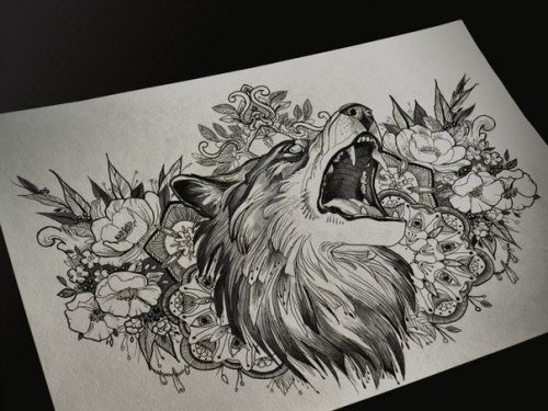 Majestic Wolf tatuiruočių eskizai