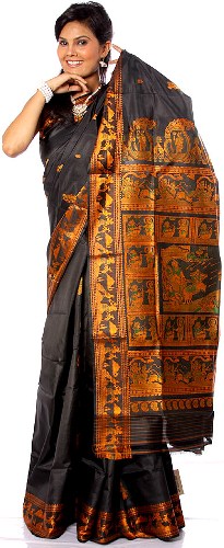 Baluchari Sarees-Siyah Baluchari Saree 15