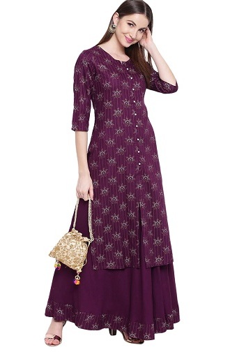 Etek Baskılı Rayon Kurti