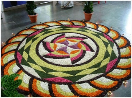 Gėlių Rangoli dizainas