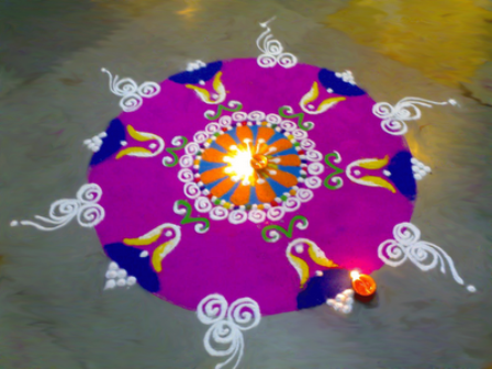 Idealus Dussehra arba Navratri Rangoli dizainas