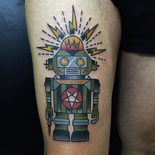 Vaizduotės robotų tatuiruotės dizainas