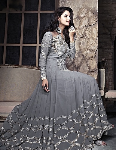 Pilka Anarkali Frock