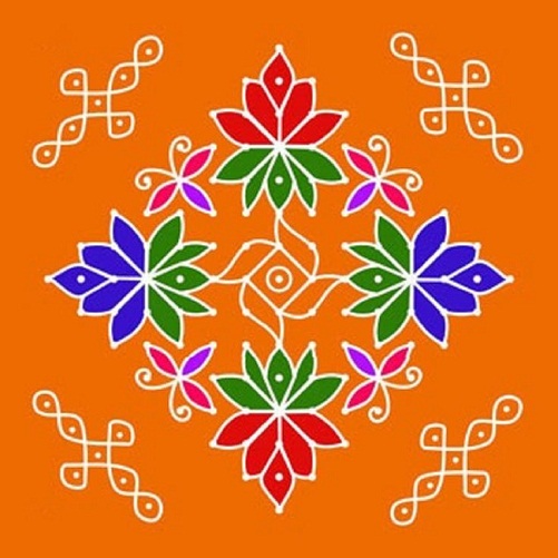 Hindu Rangoli dizainas - punktyrinis Rangoli dizainas