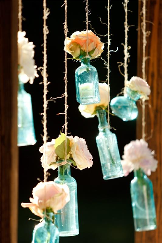 σχοινί γάμοι διακόσμηση μπουκάλια πολύχρωμο γυαλί