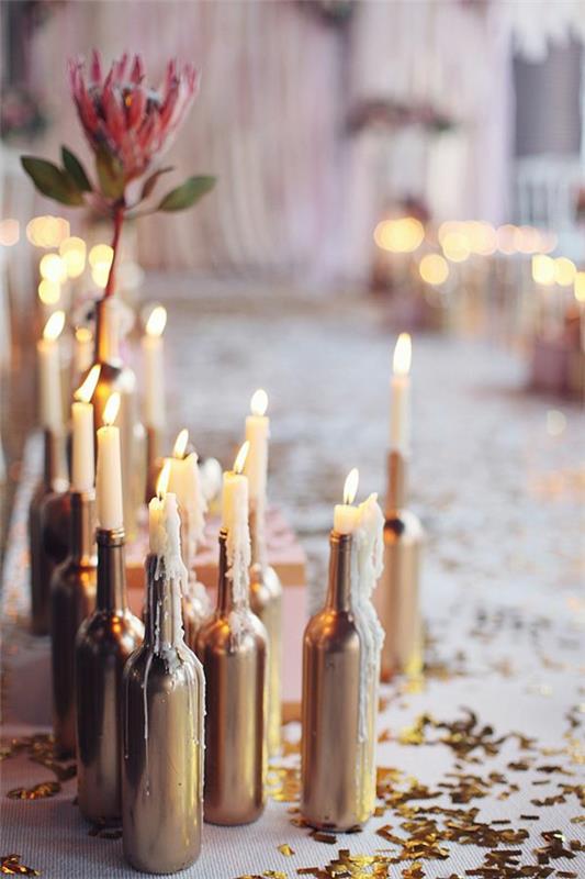 ιδέες διακόσμησης γάμων δαπέδου μπουκάλια κεριά