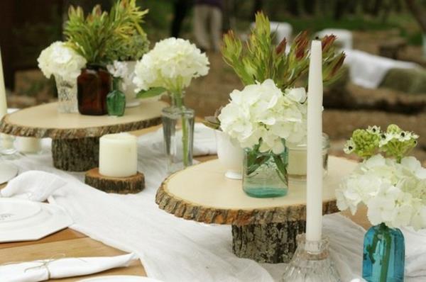 κεριά γάμοι deco ιδέες ξύλινοι δίσκοι