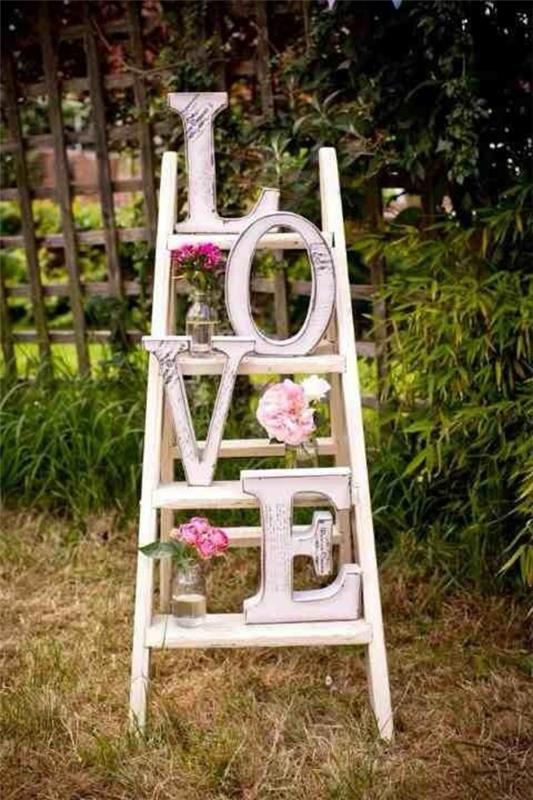 λευκό ξύλο ιδέες διακόσμησης γάμου σκάλα αγάπη