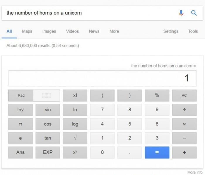 Το καλύτερο Google Easter Egg μονόκερος όπως πολλά κέρατα