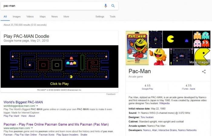 Το καλύτερο ρετρό μίνι παιχνίδι Google Easter Eggs pac man