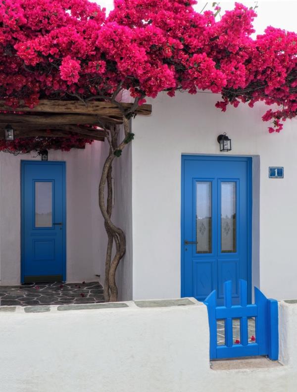 Υπέροχες ιδέες για την εξώπορτα Pirnar-white-wall-blue-μπροστινές πόρτες