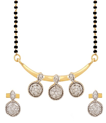 Çağdaş Amerikan Pırlanta Stud Mangalsutra Set