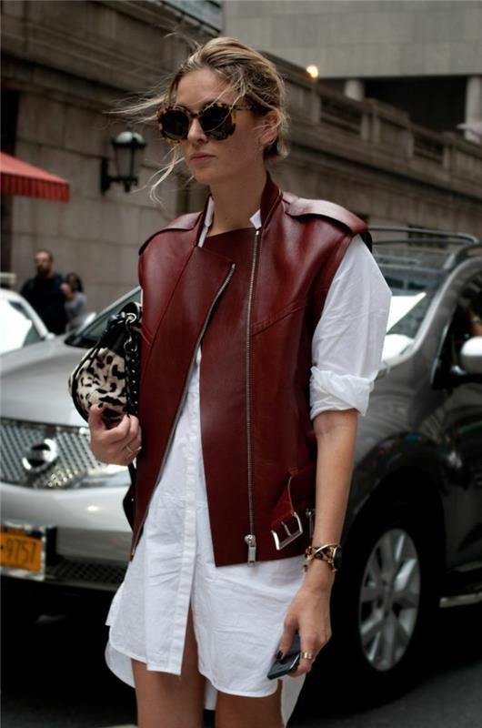 biker look γυναικεία γιλέκα marsala φθινοπωρινή μόδα κυρίες