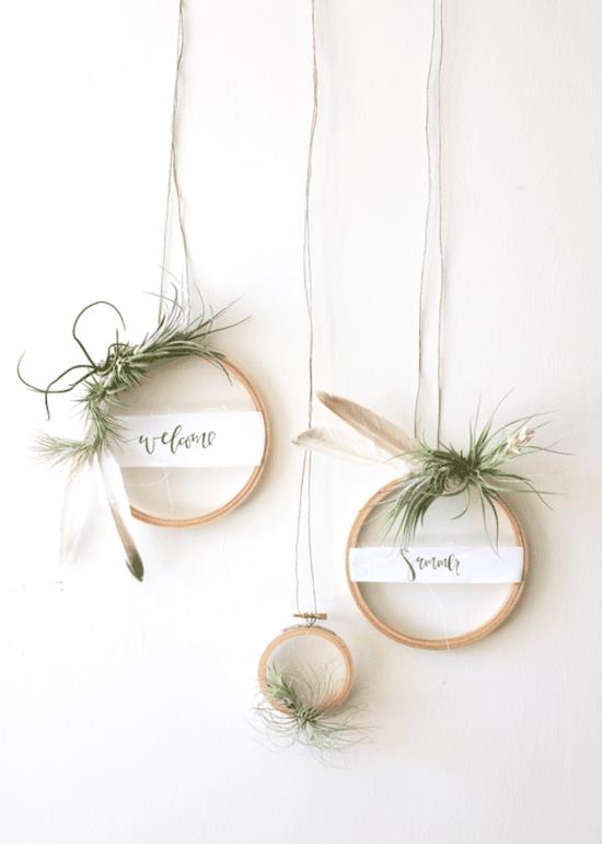 boho γαμήλια διακόσμηση στεφάνι με tillandsia