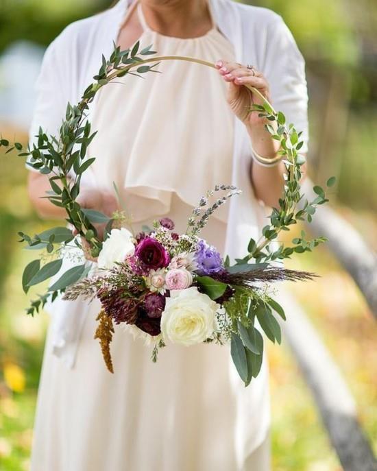 boho στυλ νυφική ​​ανθοδέσμη φθινοπωρινό σχήμα κύκλου