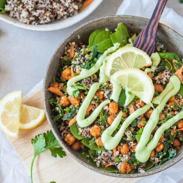 συνταγές μπολ του Βούδα ρεβίθια kale quinoa