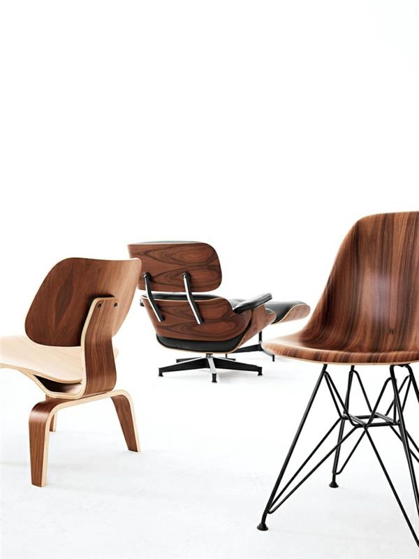 έπιπλα σχεδιαστών charles ray eames Eames καρέκλες ξύλινο μοτίβο κόκκων