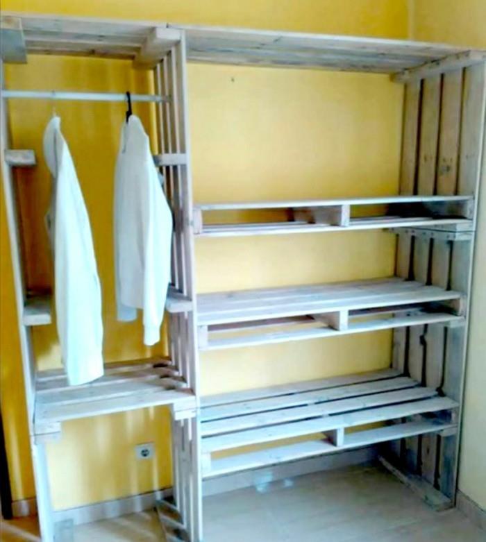 gerderobe από παλέτες λευκό 3 επίπεδα