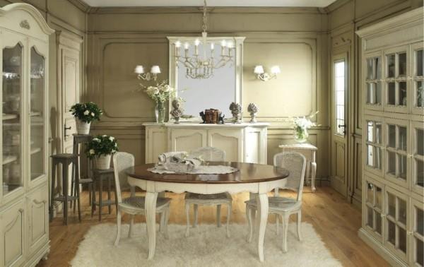 κουζίνα shabby chic τραπεζαρία άνετο λευκό χαλί