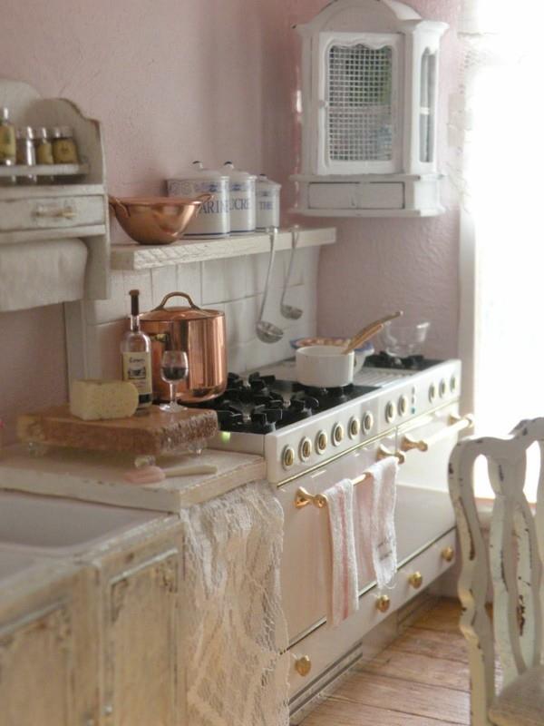 κουζίνα shabby chic φωτεινή επίπλωση ξύλινο πάτωμα