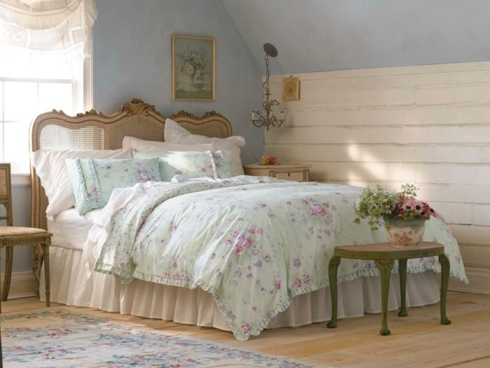 έπιπλα shabby chic υπνοδωμάτιο με επίπλωση λουλουδιών σε λουλούδια