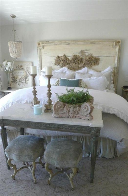 έπιπλα shabby chic κρεβατοκάμαρα ιδέες επίπλωσης ζεστό ρομαντικό χαλί