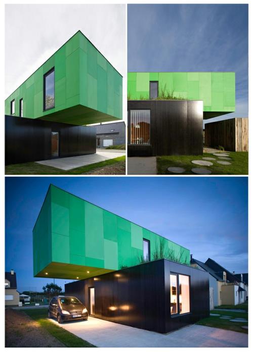 αρθρωτή πράσινη πρόσοψη σχεδιασμός σπιτιού με καινοτόμο πρωτοπορία