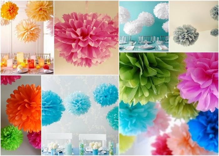 pompoms μόνοι σας tinker diy ιδέες διακόσμησης τραπεζιού γενεθλίων