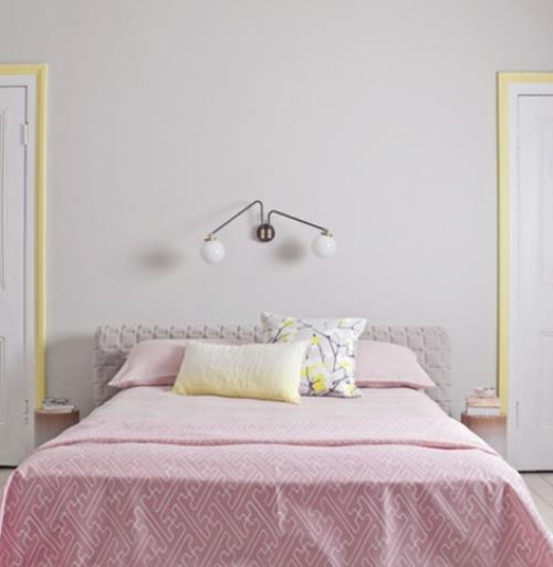 ρομαντικό υπνοδωμάτιο σχεδιάζει παστέλ χρώματα ροζ φωτιστικό τοίχου φωτιστικό
