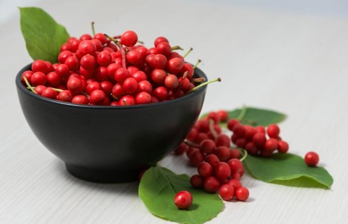 Schisandra berries κινέζικο υγιεινό φαγητό