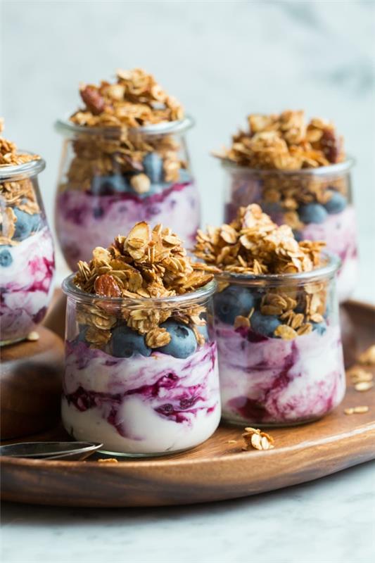 γρήγορες ιδέες για πρωινό granola blueberries