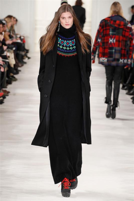 μαύρο πλεκτό παλτό πλεκτό πλεκτό fw 2014 2015 χειμερινά φορέματα γυναίκες