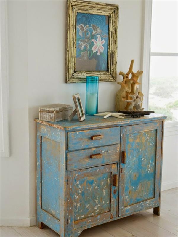 shabby chic dresser sideboard υπνοδωμάτιο σαλόνι διάδρομος scuffs καμβά κορνίζα