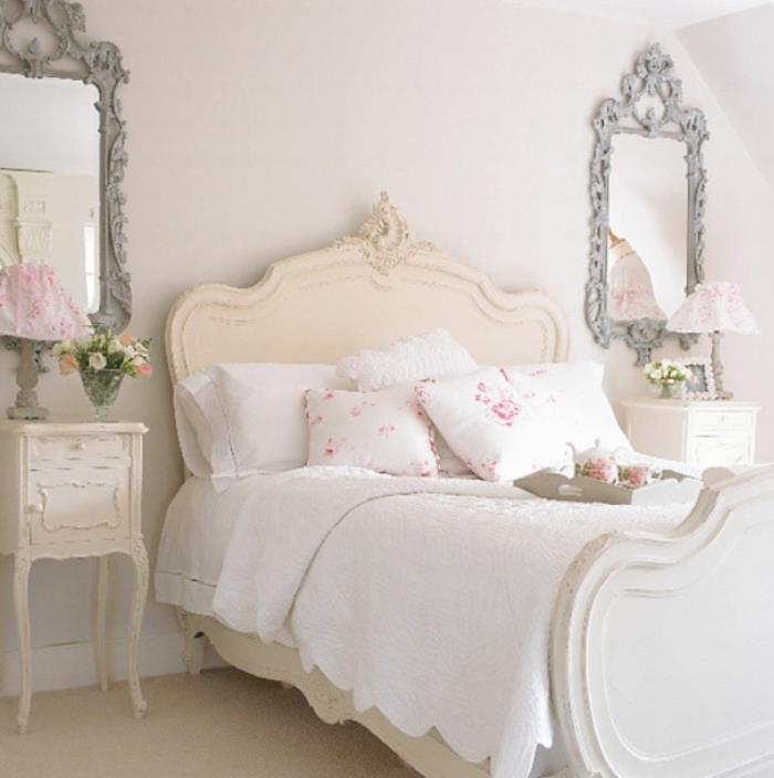 shabby chic dresser λευκή νυχτερινή κονσόλα μπαρόκ στιλ ρομαντικό δωμάτιο