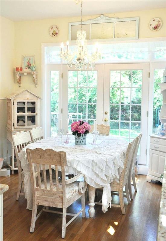 shabby chic έπιπλα που προσκαλούν τραπεζαρία