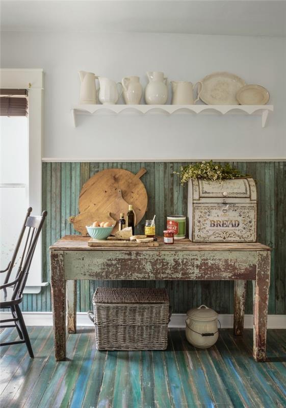 shabby chic έπιπλα τυπική πατίνα όμορφο κάλυμμα δαπέδου