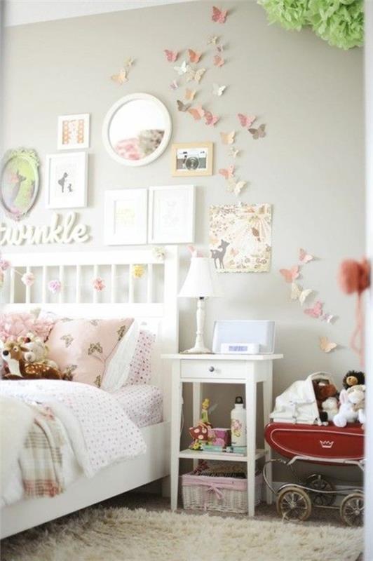 shabby chic στυλ παιδικού δωματίου διακοσμούν κρεβάτι διακόσμηση τοίχου