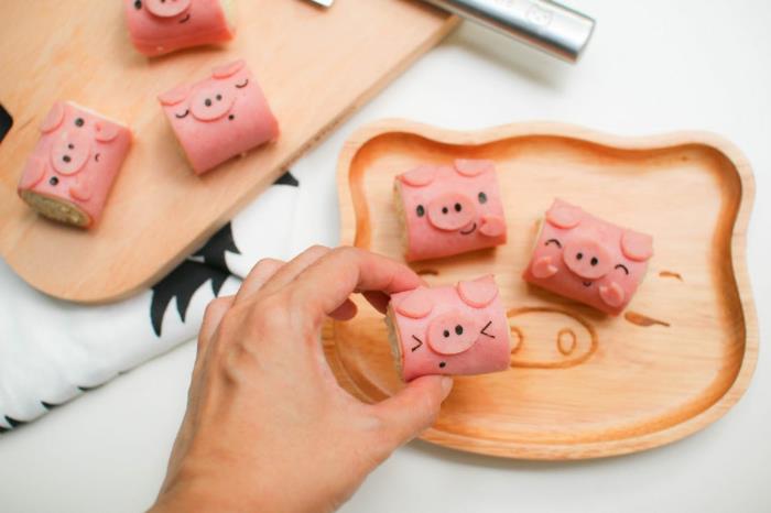 σνακ ιδέες μικρά ρολά piggy food art