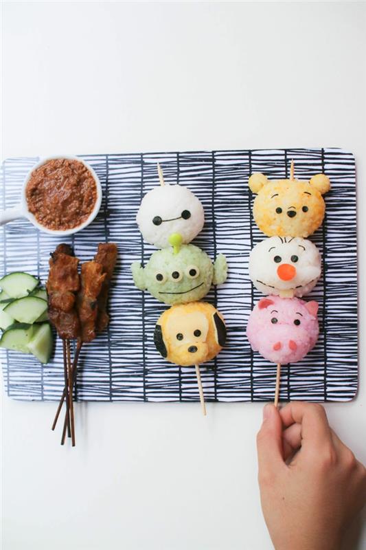 σνακ ιδέες ρύζι συνταγές κρέας σάλτσα disney tsum tsum dango