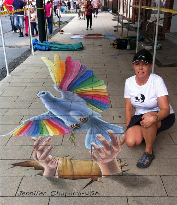 street art artist τρισδιάστατα σχέδια τέχνης κιμωλία