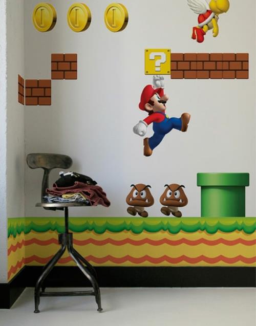 super mario διακόσμηση τοίχου στο σχεδιασμό παιδικού δωματίου